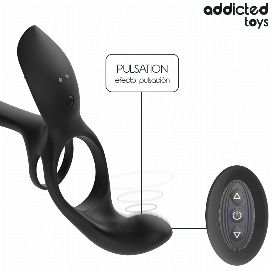 Anneau Double Pénis avec Stimulateur Clitoridien - Addicted Toys