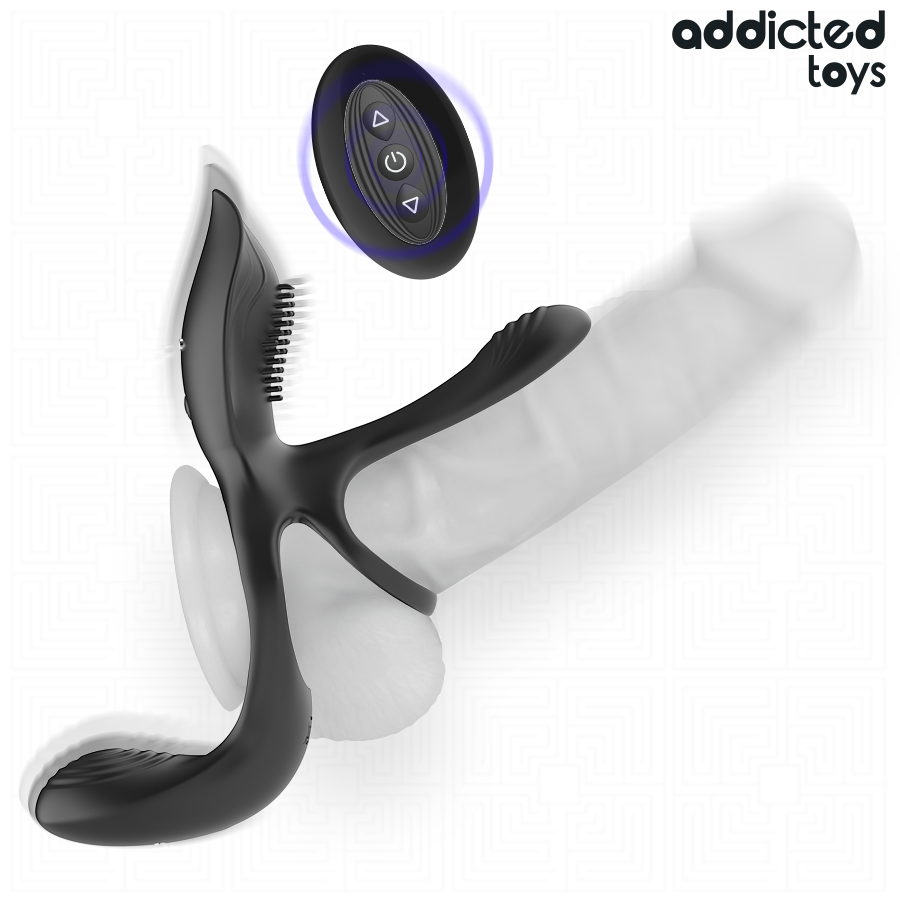 Anneau Double Pénis avec Stimulateur Clitoridien - Addicted Toys