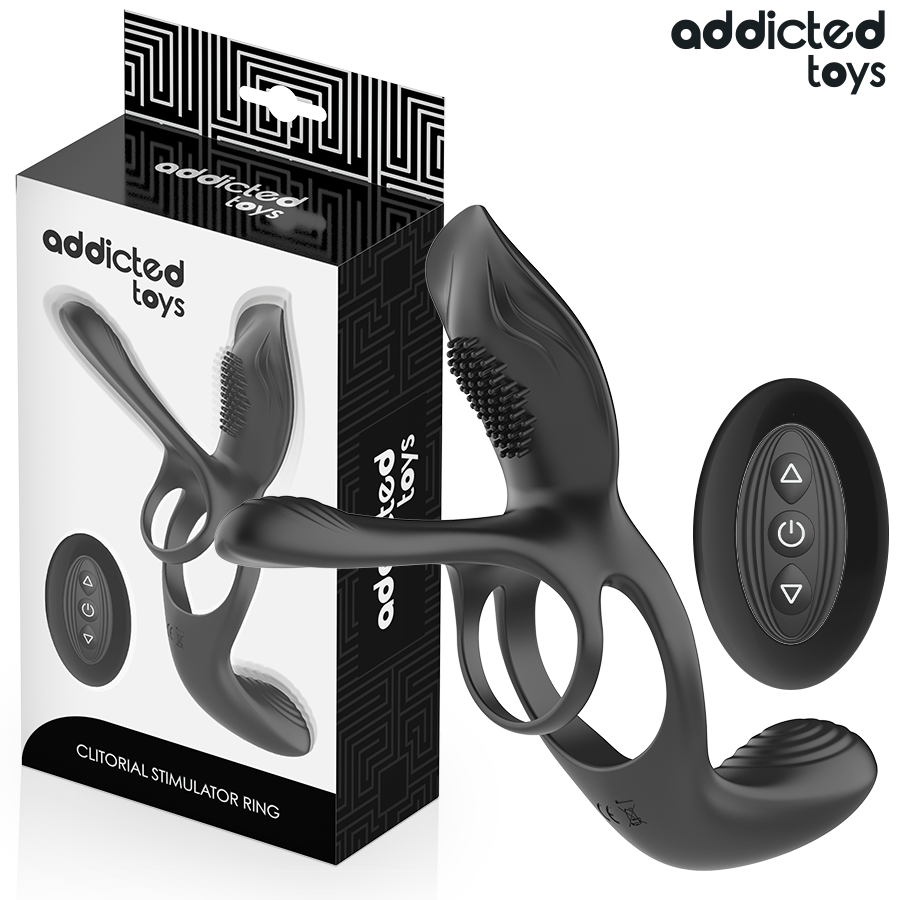 Anneau Double Pénis avec Stimulateur Clitoridien - Addicted Toys