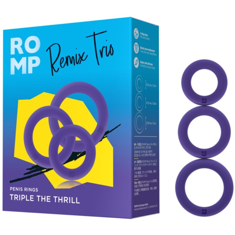 Coffret 3 Anneaux Pénis Remix Trio en Silicone Violet - ROMP