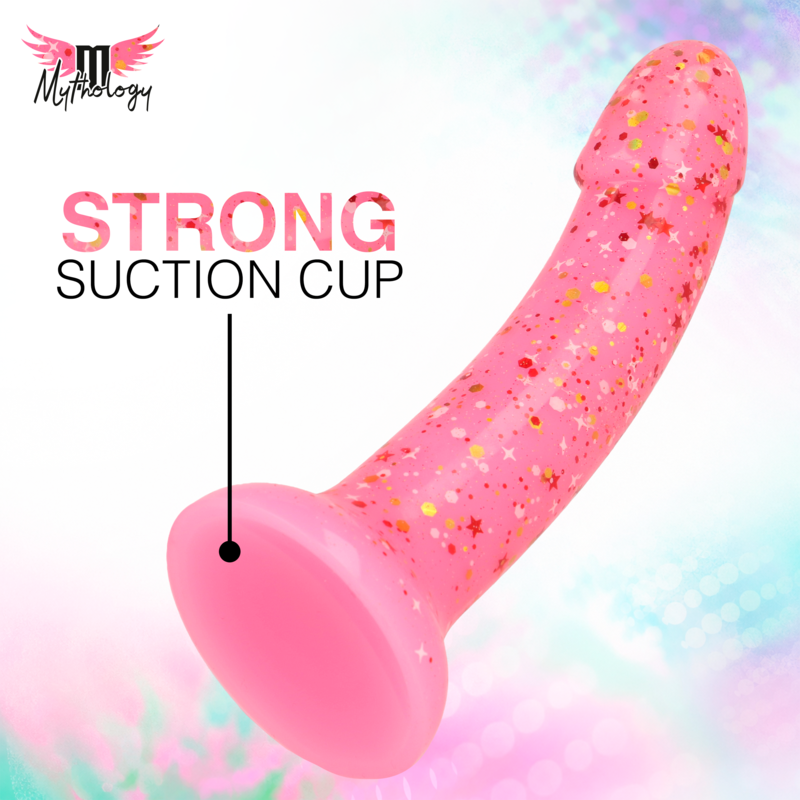 MYTHOLOGY - LYRA 6 GODEMICHET EN SILICONE 17 CM Ø 3,6 CM ROSE ROUGE MOUSSELÉ