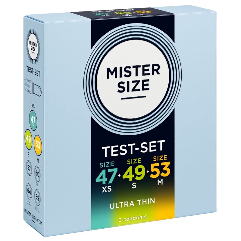 MISTER SIZE - PACK ÉCHANTILLON DE PRÉSERVATIF TAILLE 47-49-53 MM (3 UNITÉS)