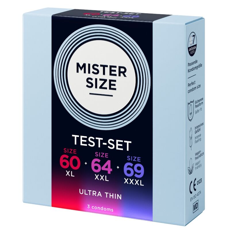 MISTER SIZE - PACK ÉCHANTILLON DE PRÉSERVATIFS TAILLE 60-64-69 MM (3 UNITÉS)