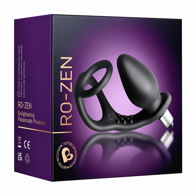 ROCKS-OFF - VIBRATEUR DE PROSTATE RO-ZEN AVEC DOUBLE ANNEAU, 7 VITESSES, NOIR ONYX