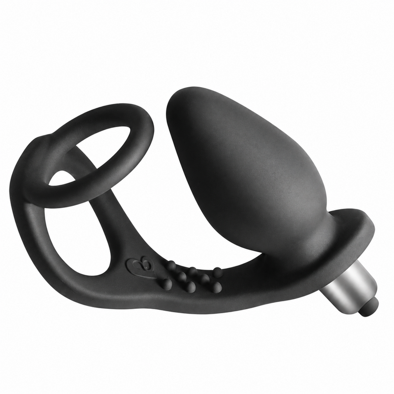 ROCKS-OFF - VIBRATEUR DE PROSTATE RO-ZEN AVEC DOUBLE ANNEAU, 7 VITESSES, NOIR ONYX