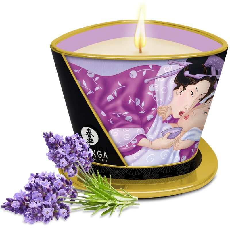 SHUNGA - MASSAGE CANDLE BOUGIE DE MASSAGE À L'HUILE CHAUDE FLEUR DE CERISIER 170 ML