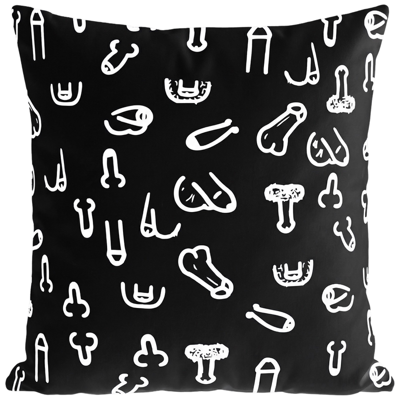 DIABLO PICANTE - COUSSIN NECRO REMBOURRÉ (30 X 30) IMPRESSION PÉNIS