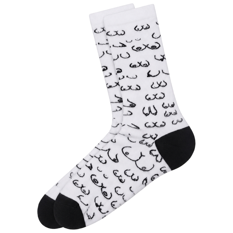 Chaussettes Blanches Motif Seins Pointures 35-40 - Diablo Picante