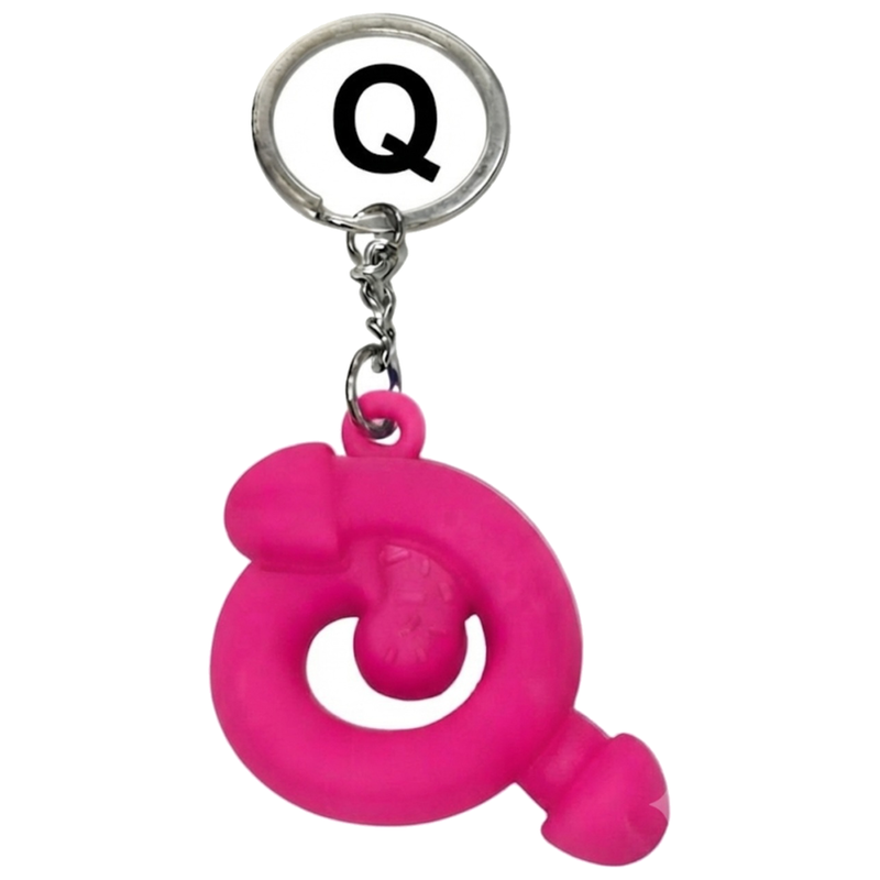 Porte-clés Pénis Fuchsia Lettre Q Parfumé à la Fraise - Diablo Picante