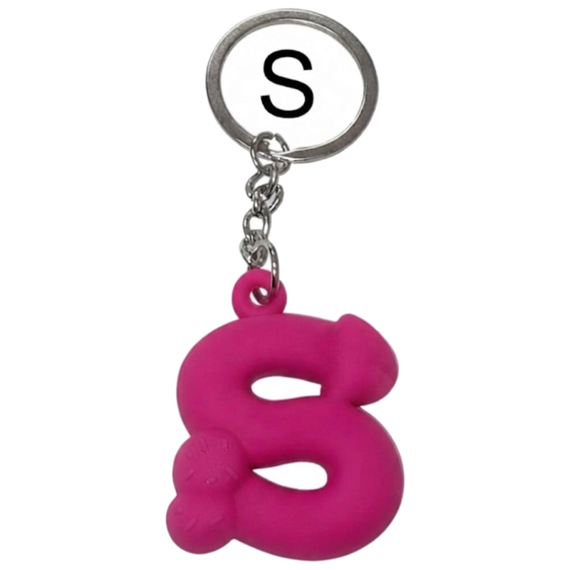 DIABLO PICANTE - PORTE - CLÉS FUCHSIA EN FORME DE PÉNIS, LETTRE S PARFUMÉE À LA FRAISE