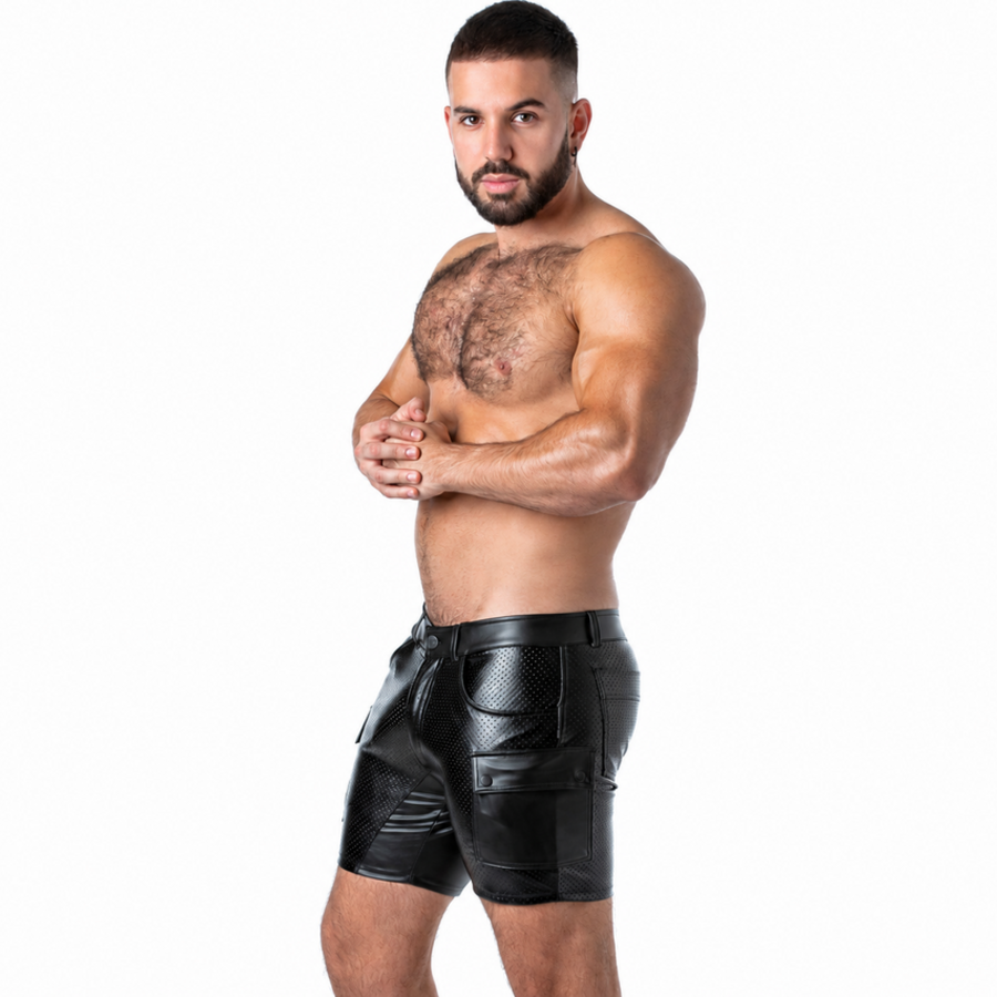 Sous-vêtement homme sexy perforé effet cuir noir - Locker Gear