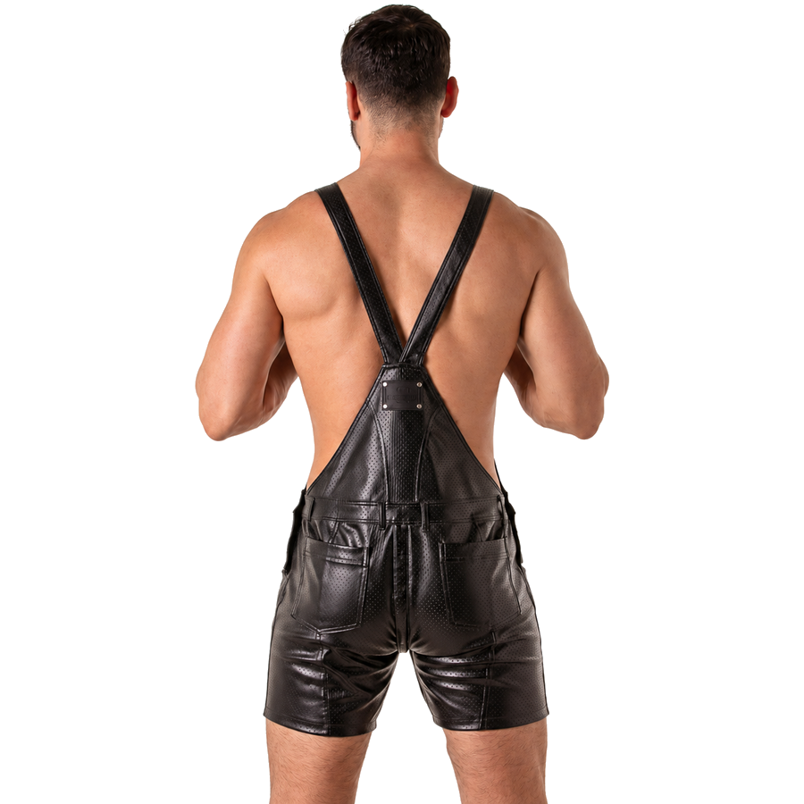 LOCKER GEAR - PUNCH HOLE LEATHERETTE SALOPETTE COURTE NOIR S