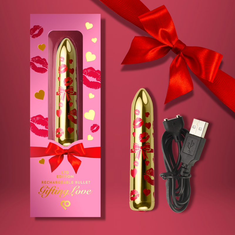 ROCKS-OFF - GIFTING LOVE MINI VIBRATEUR BULLET RECHARGEABLE AVEC 16 FONCTIONS OR