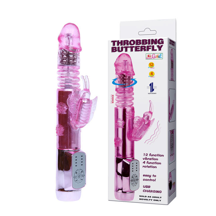 Baile - Vibro rabbit avec billes rotatives Throbbing Butterfly - Rose