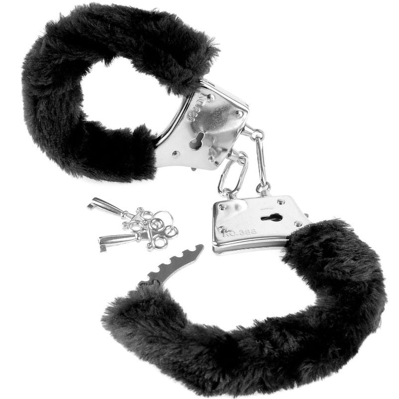 Menottes BDSM Fourrure Noire Furry - Fetish Fantasy Series