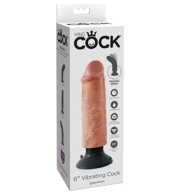 Gode Vibrant King Cock Réaliste 15,24 cm Naturel - Pipedream