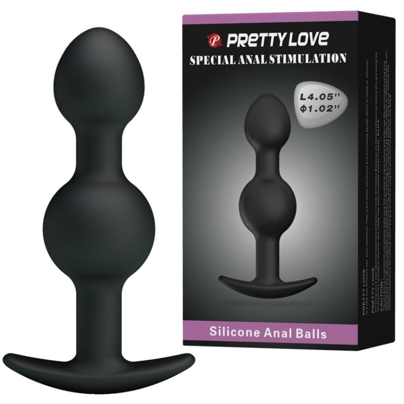 Boules Anales Lestées Silicone Noires 10,3cm - Pretty Love