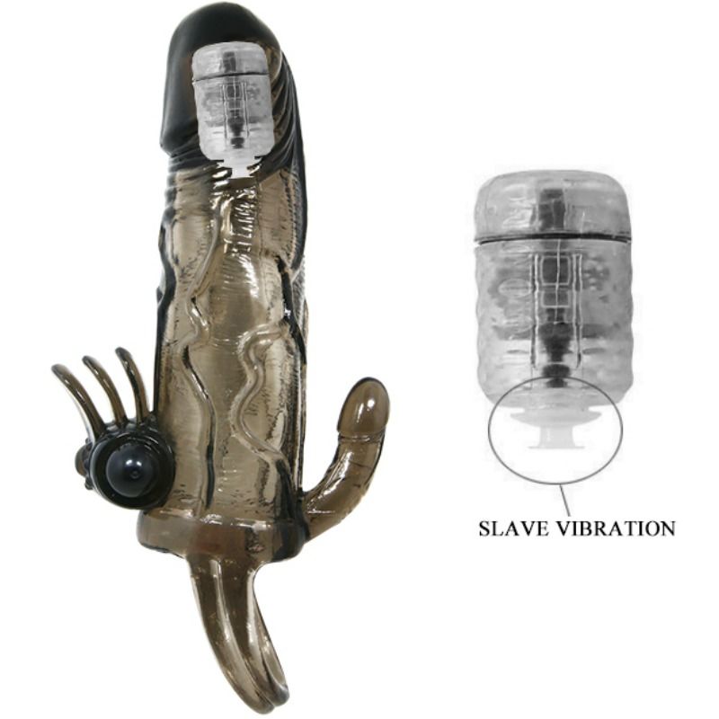 Baile - Gaine à Pénis Vibrant avec stimulation Clitoris Noir - 16,5 cm