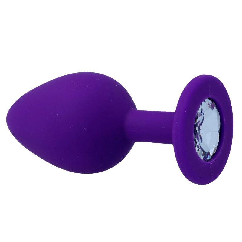 Plug Anal Intense Silicone Strass Lilas Taille M - Waterfeel