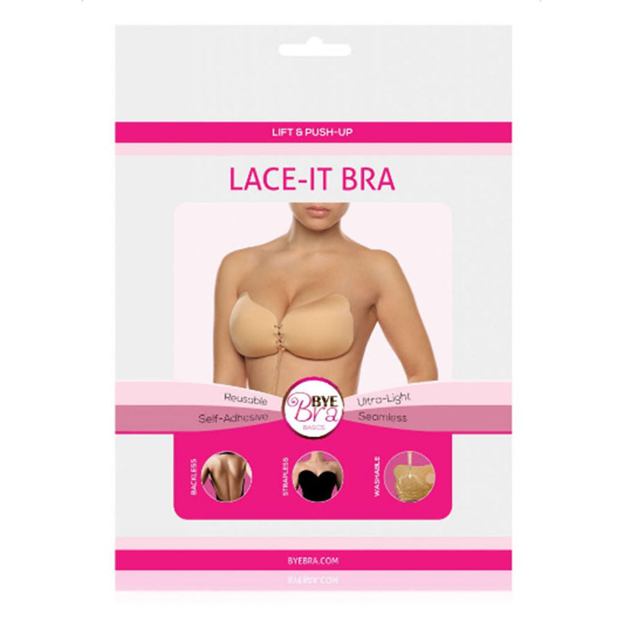 Soutien-Gorge Adhésif Lace-it Bra Push-Up Bonnet D Noir - Bye Bra
