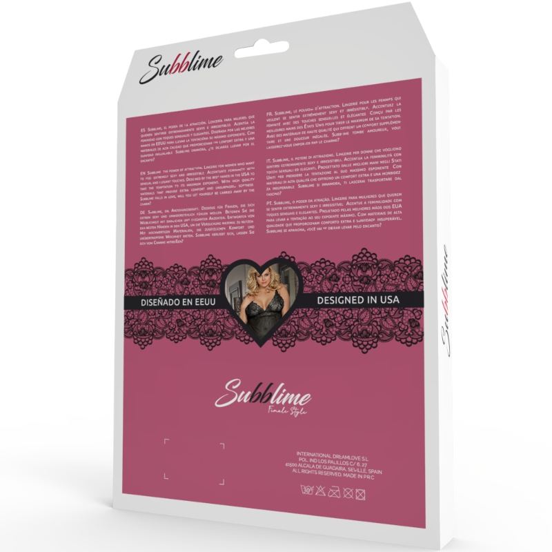 Peignoir dentelle manches évasées Queen Plus noir - Subblime - SUBBLIME QUEEN PLUS SIZE