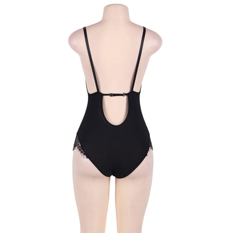Teddy Subblime Queen Plus Dentelle et Franges Noir - SUBBLIME QUEEN PLUS SIZE