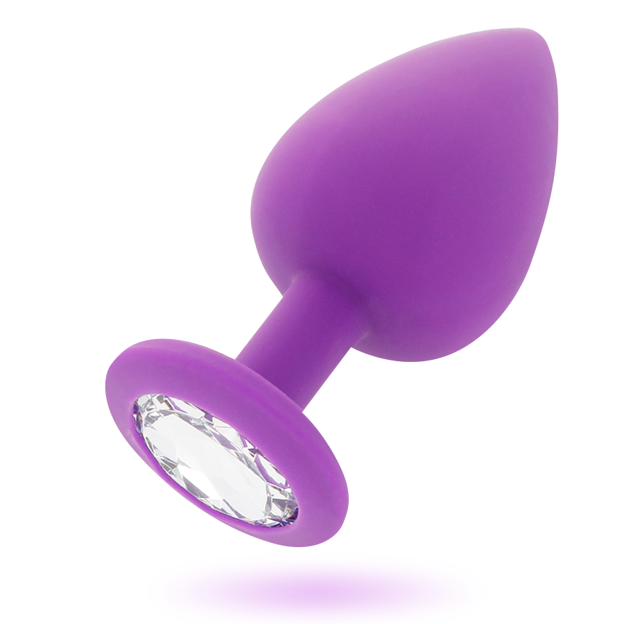Plug Anal Intense Silicone Strass Lilas Taille M - Waterfeel