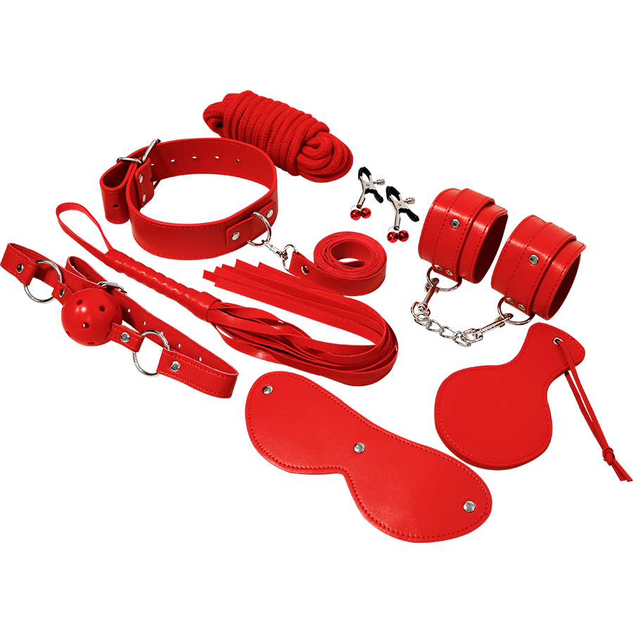 Kit BDSM Bondage Experience Série Rouge - 8 Accessoires