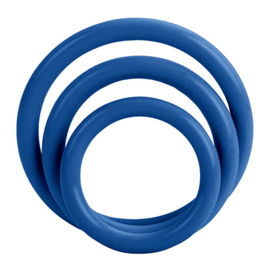 Anneaux Pénis Tri-Anneau Set de 3 Bleu - Calexotics