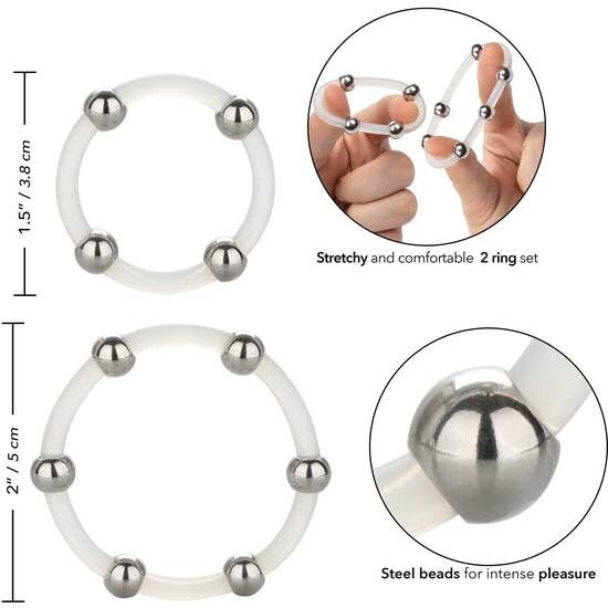Anneaux Péniens Perlés Acier Set L/XL - Calexotics