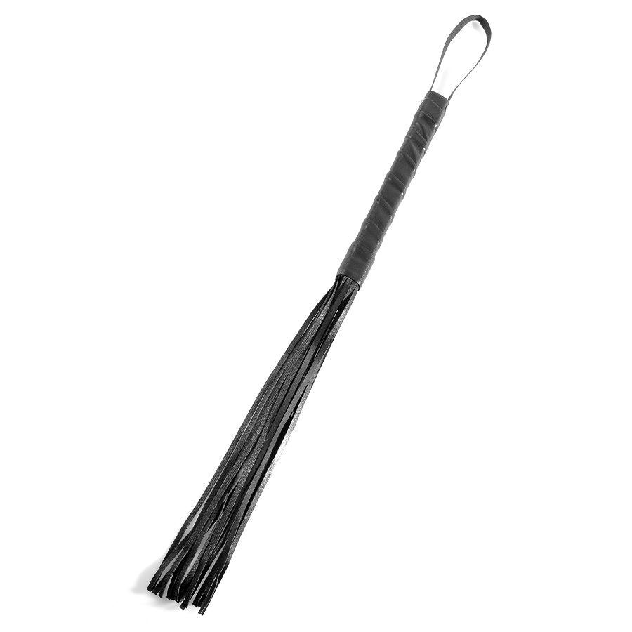 Fouet BDSM Cuir Véritable Noir - Fetish Fantasy