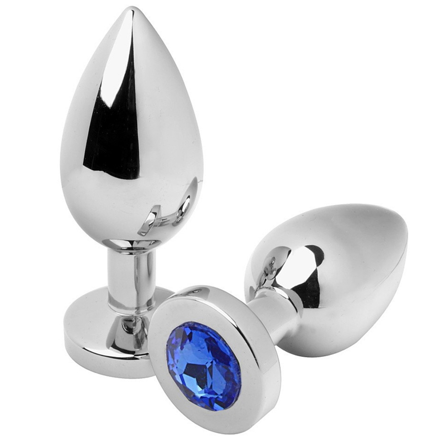 Metal Hard - Plug anal aluminium avec strass diamant - Bleu