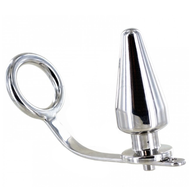 Cockring Metal Hard Anneau Acier avec Plug Anal 50mm - METAL HARD