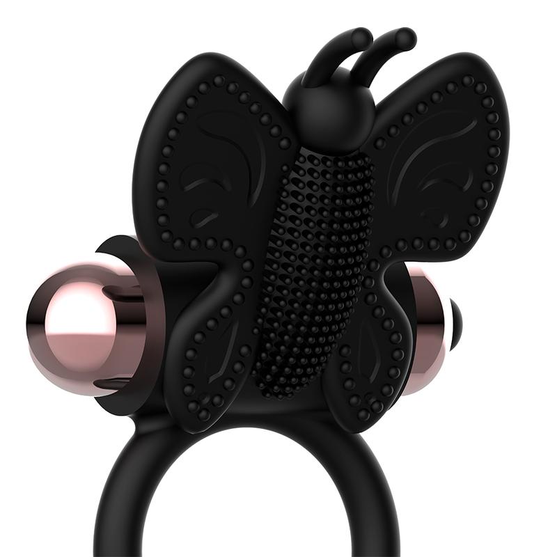 Cockring Vibrant Papillon Noir et Or - Coquette Chic Desire