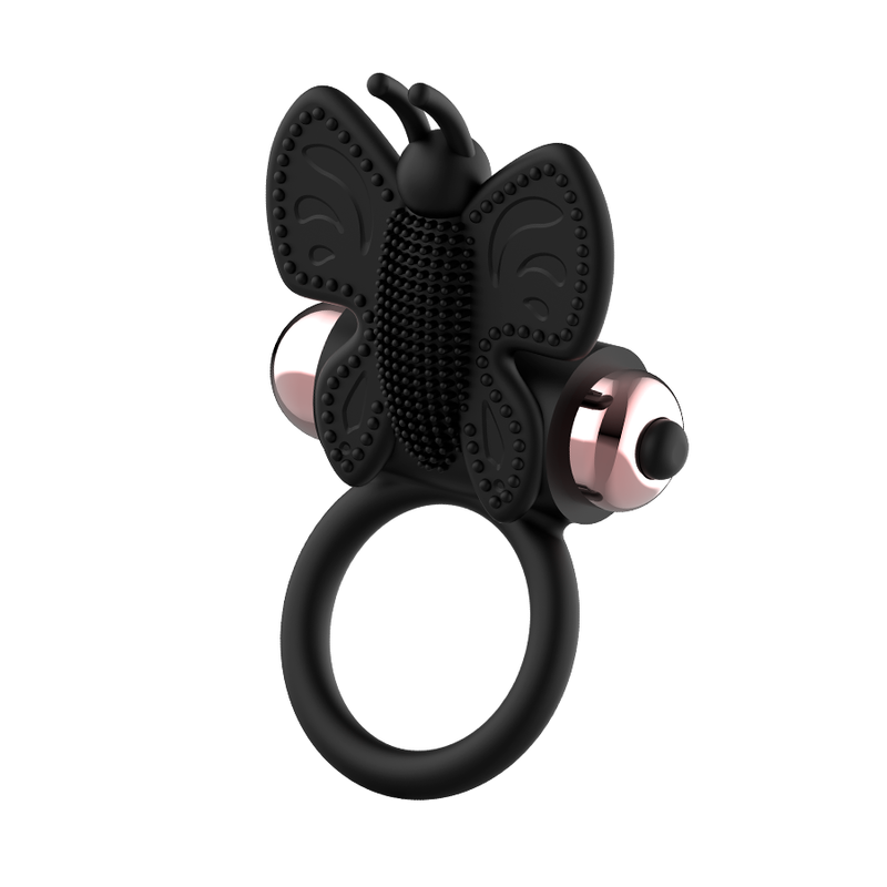 Cockring Vibrant Papillon Noir et Or - Coquette Chic Desire