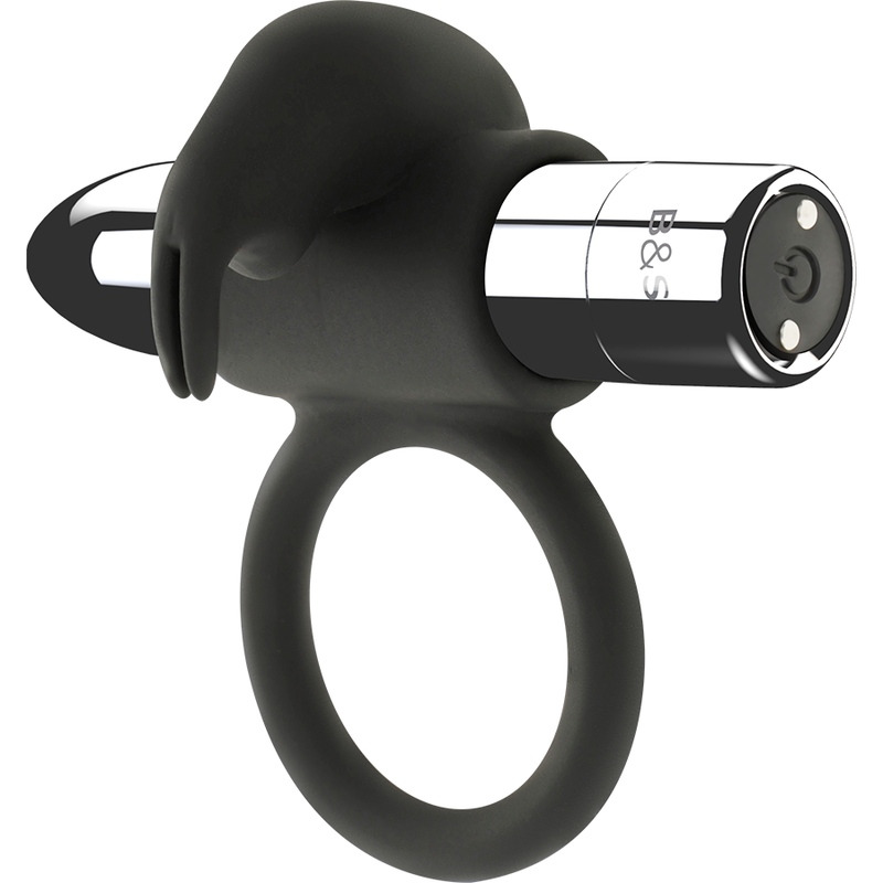 Anneau Vibrant Rechargeable Burton 10 Modes - Black & Silver - Black&Silver