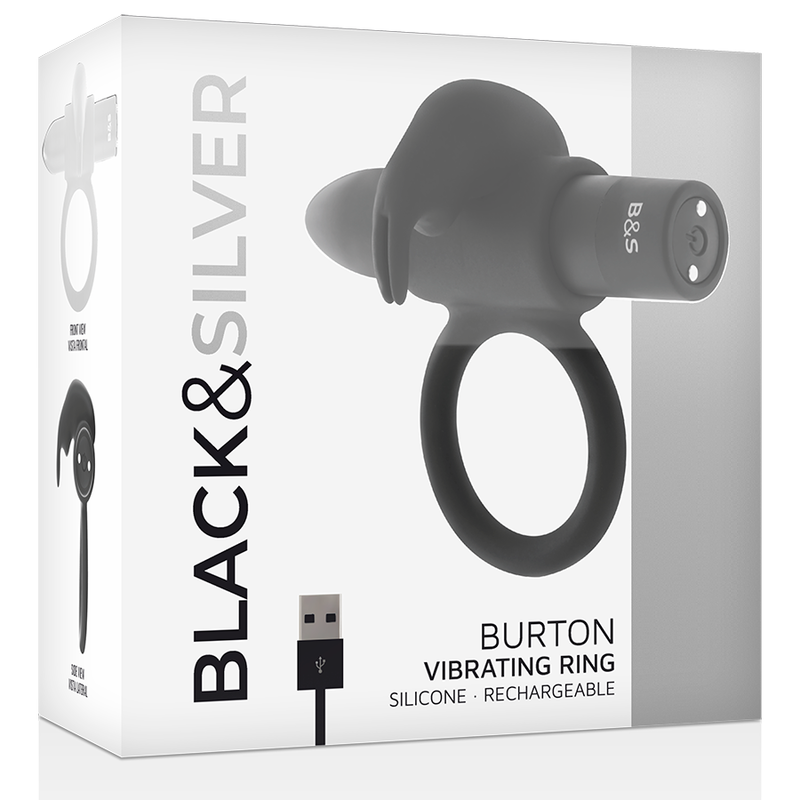 Anneau Pénien Vibrant Burton Ring 10 Modes Noir - Black&Silver - Black&Silver
