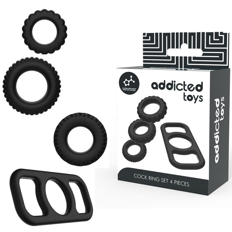 Anneaux Péniens Set 4 Pièces Silicone - Addicted Toys