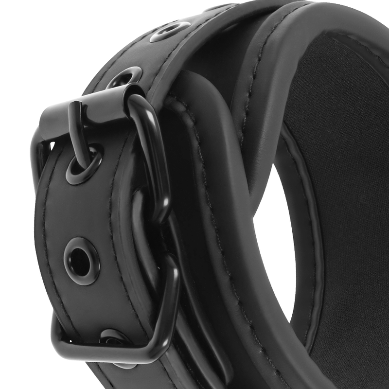 Fetish Submissive – Menottes en Cuir noir avec Collier de Cou BDSM